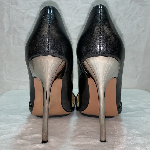 L.A.M.B. Trina D'Orsay Pump Black Leather/Chrome Heel women’s size 8.5 - Picture 5 of 8